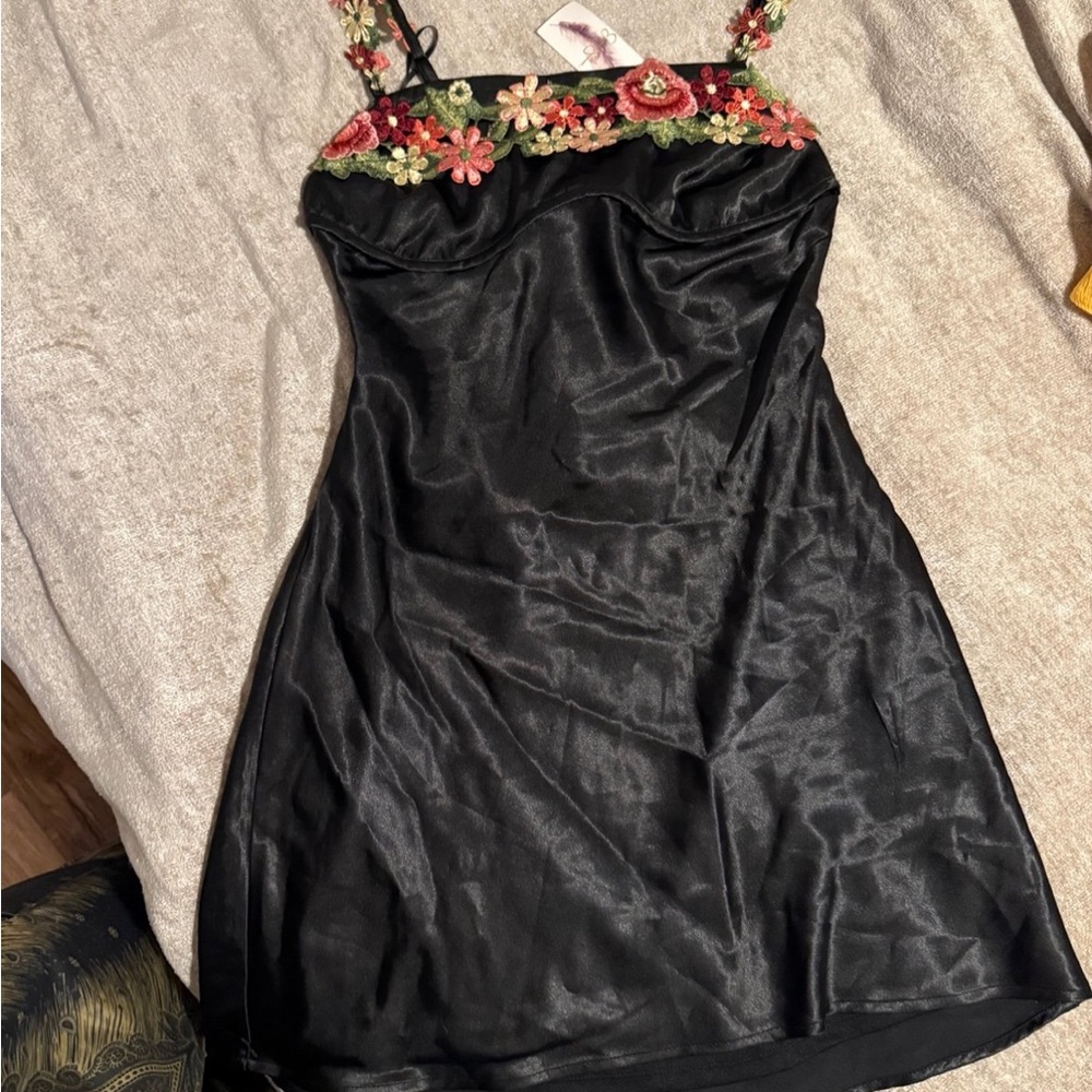 Y2K Black and Pink Spaghetti Strap Mini Dress